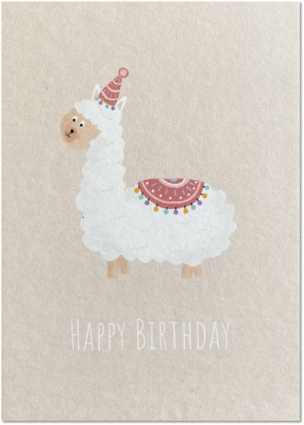 Postkarte "Happy Birthday - Lama"